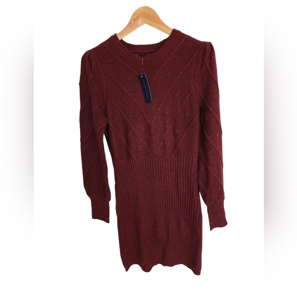 NWT Adrienne Vittadini Sweater Dress Burgundy Size Small